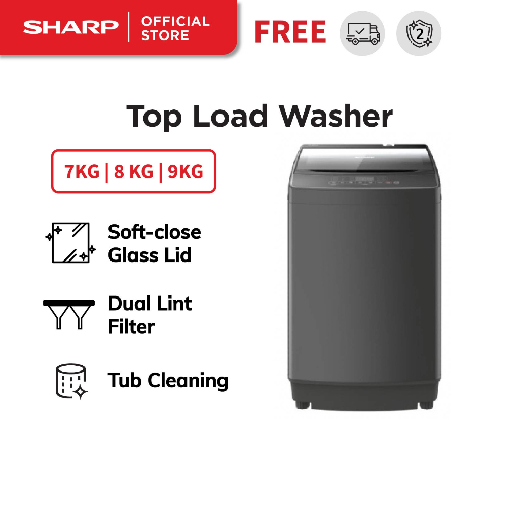 Sharp 7kg L 8kg L 9kg Top Load Washer L Washing Machine 3 Ticks L 10