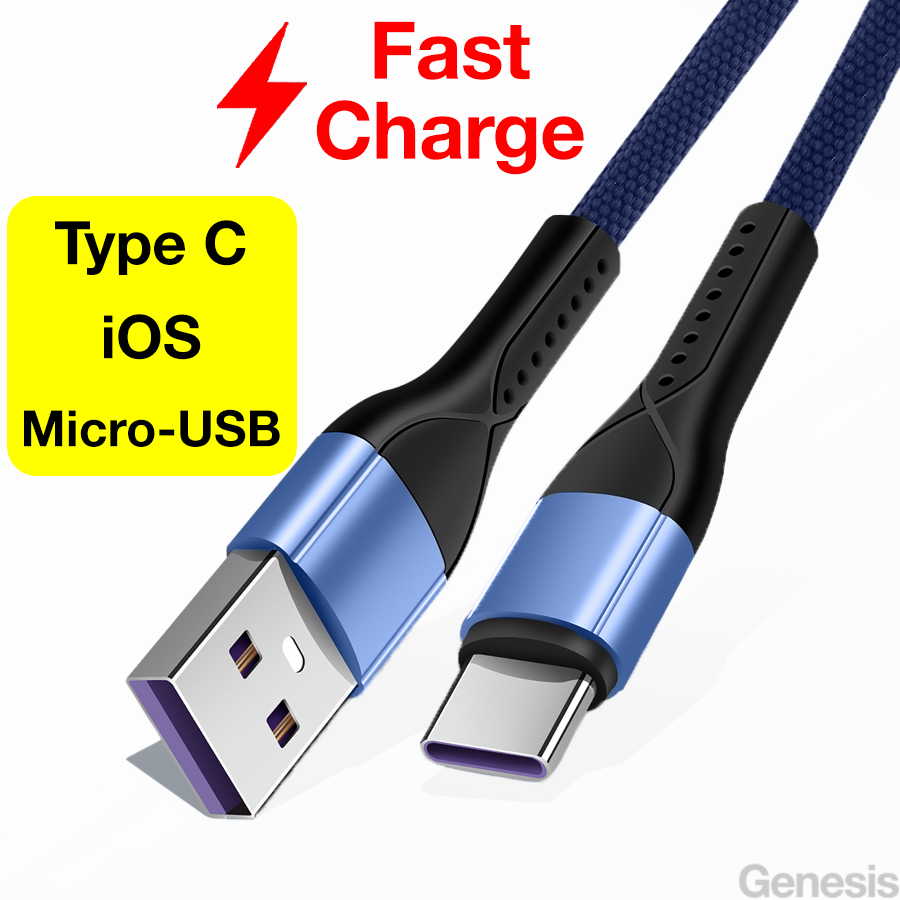 Genesis Type C Fast Charging Cable USB 100W Charge 5A/ 3A iP PD Micro 3