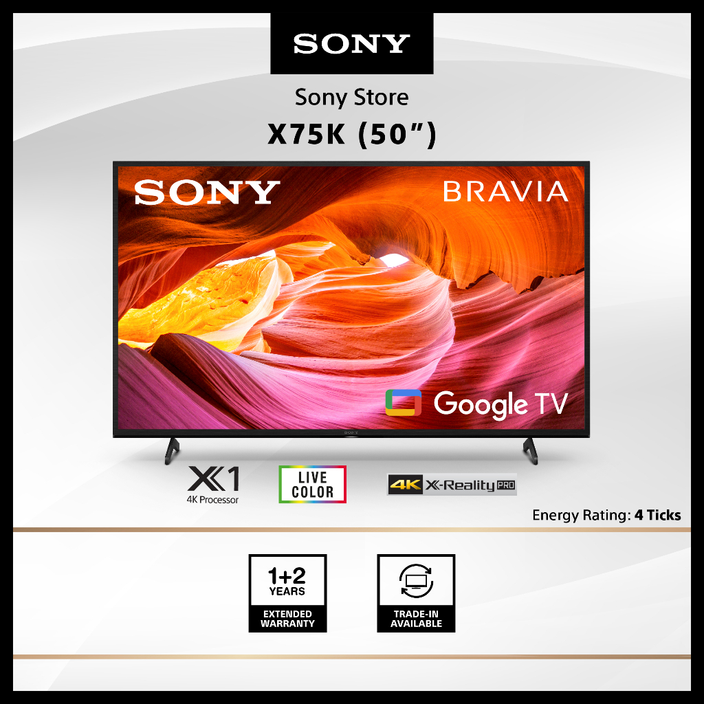 Sony Singapore 50" X75K 4K TV 50X75K Google TV 3 Years