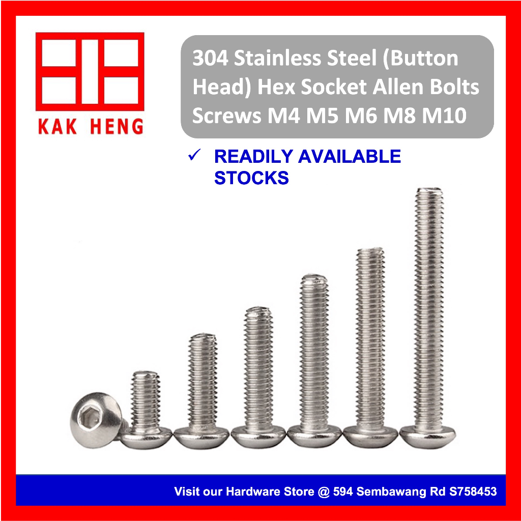 GoKimDiam SUS304 Round Button Head Hex Socket Allen Bolts Screws M4 M5 ...