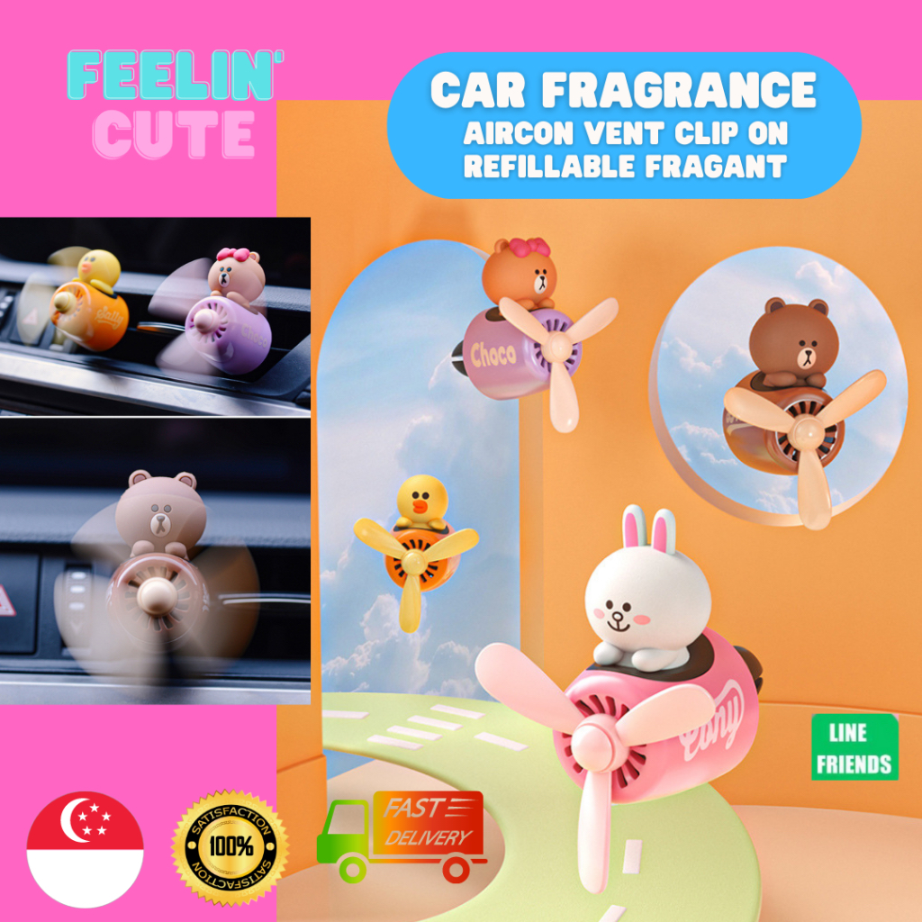 Car Fragrance Line Friends Brown Bear Hello Kitty Mickey Mouse Car Air ...