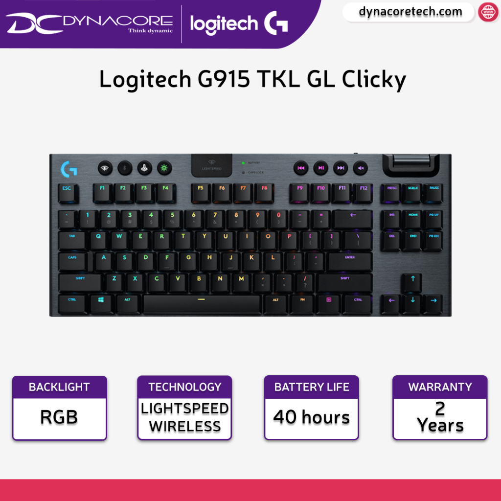 Logitech G915 TKL LIGHTSYNC Wireless RGB Mechanical Tenkeyless Gaming ...