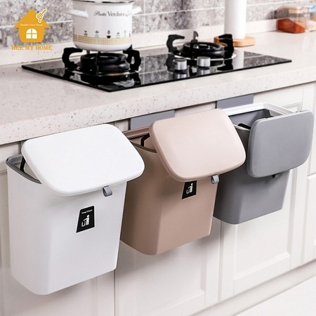 Kitchen Hanging Rubbish Bin Trash Can for Cabinet Door with Lid Recycle ...