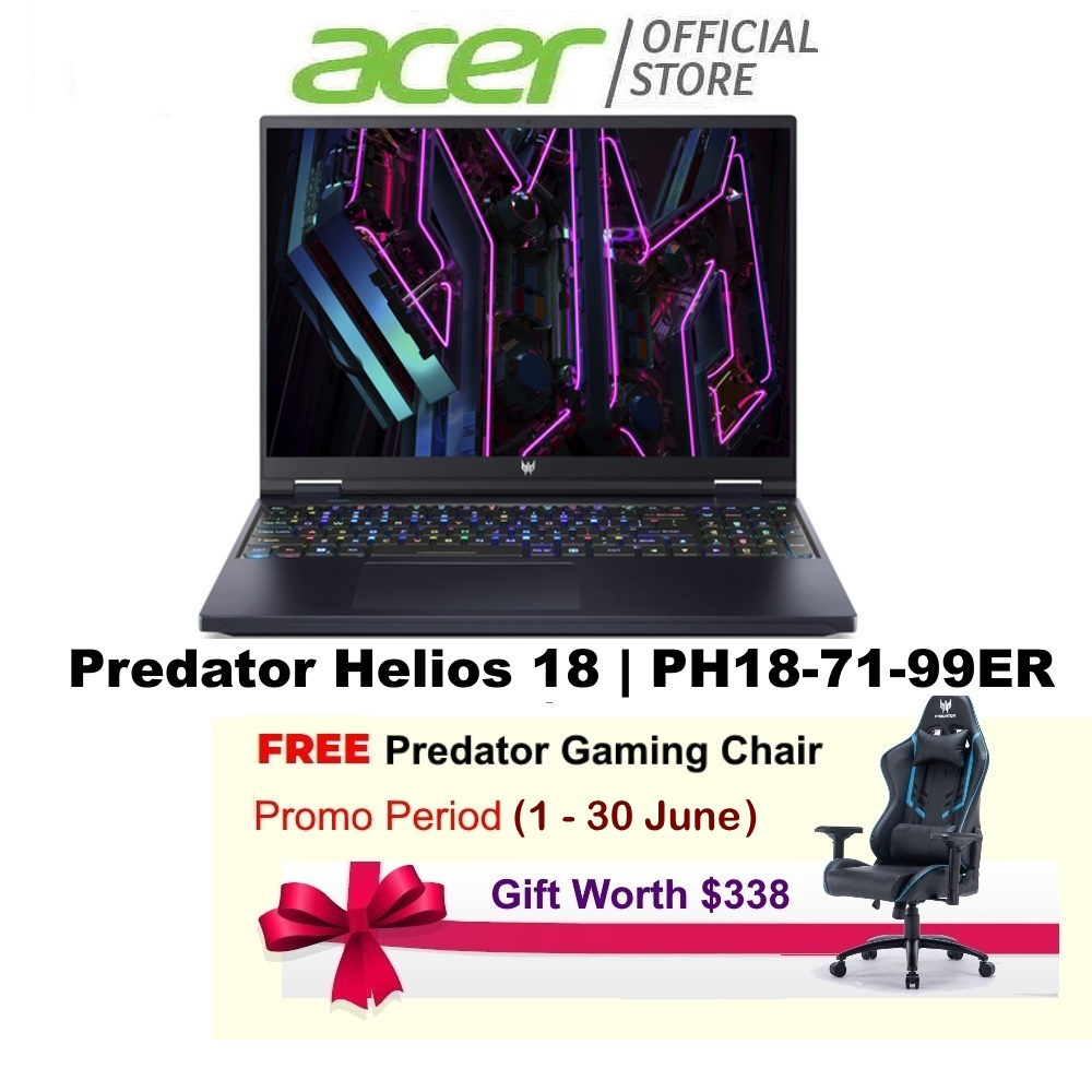 [Nvidia RTX 4080] Predator Helios 18 | PH18-71-99ER 18-Inch WQXGA 240Hz Gaming Laptop | Intel i9-13900HX