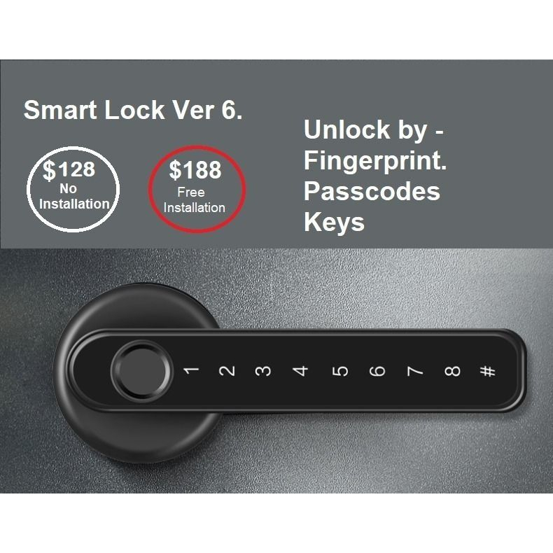 EZwares Simple Smart Door Lock - Unlock by Fingerprint, Passwords & Key ...