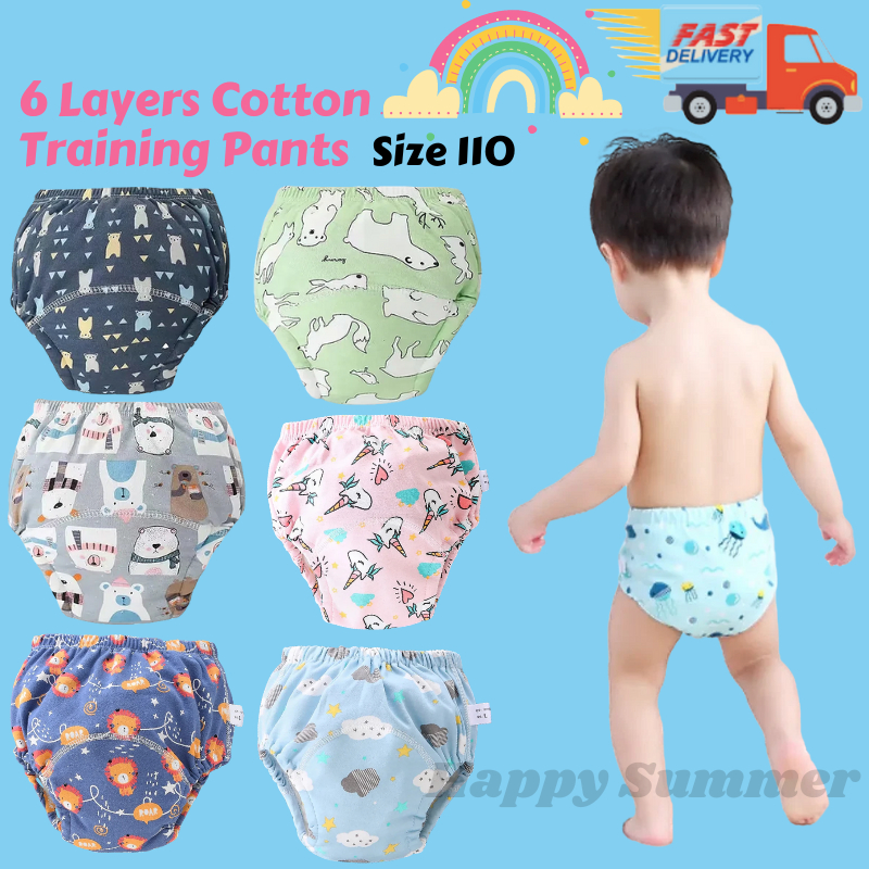 🇸🇬 Size 110 (13 20kg) 100 Cotton 6 Layers Baby Toilet Training Pants