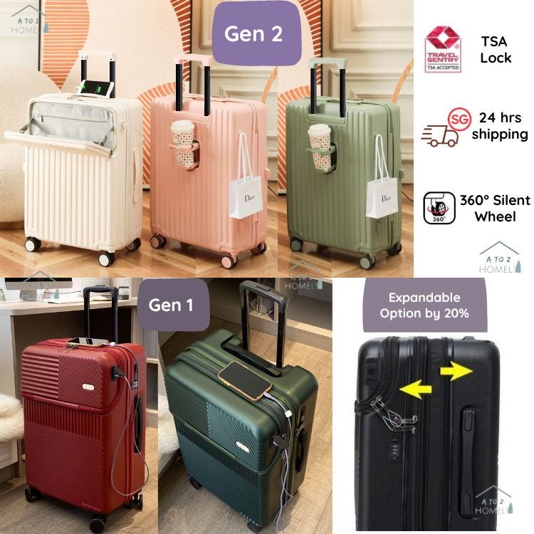 [SG Stock] Torii Front Open Luggage Cabin Luggage / Business Luggage