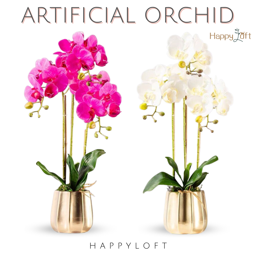 [SG SELLER] Fake Orchid Potted Plant Home Office Hotel Decoration Artificial Orchid Flower White