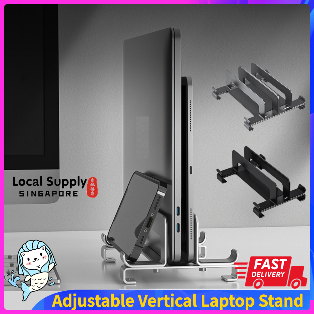 Adjustable Vertical Laptop Stand, Desktop Metallic Stand Holder for