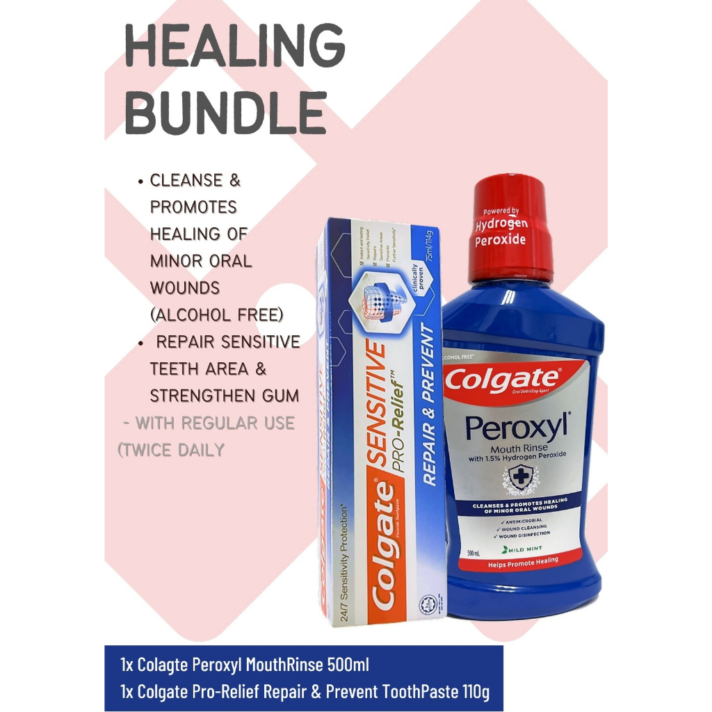 Colgate Peroxyl MouthRinse 500ml + Repair & Prevent Toothpaste 110gm