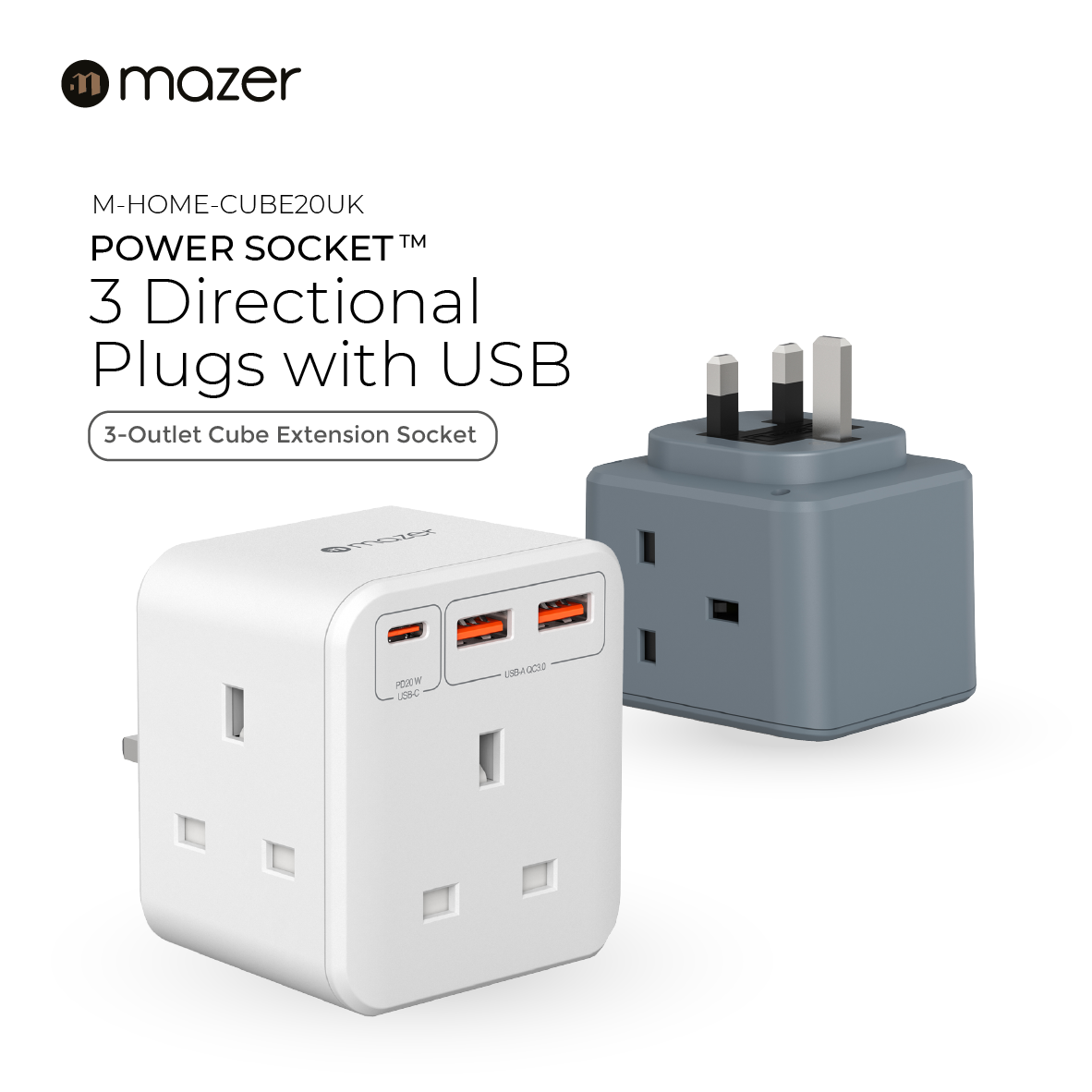 Mazer CubePlug with 3 sockets + 2A1C PD20W Wall Plugs | Shopee Singapore