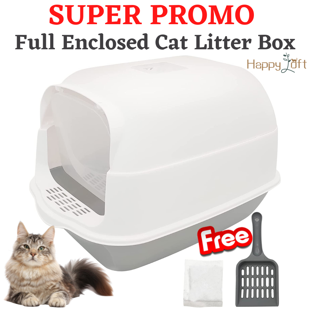 [SG SELLER]Enclosed Cat Litter Box Large Litter Box With Odor Removal