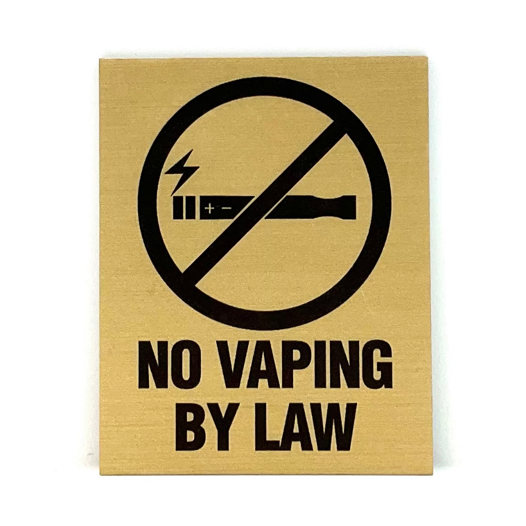 NO INHALING VAPOR BY LAW SIGNAGE | GOLD HAIRLINE | ( 80mm x 100mm ...