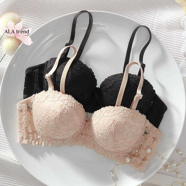 Women's Bra With Underwire Lace V Neck Thin Cotton Half Cup Lingerie Push  Up Bra (Color: Skin, Size: B75)