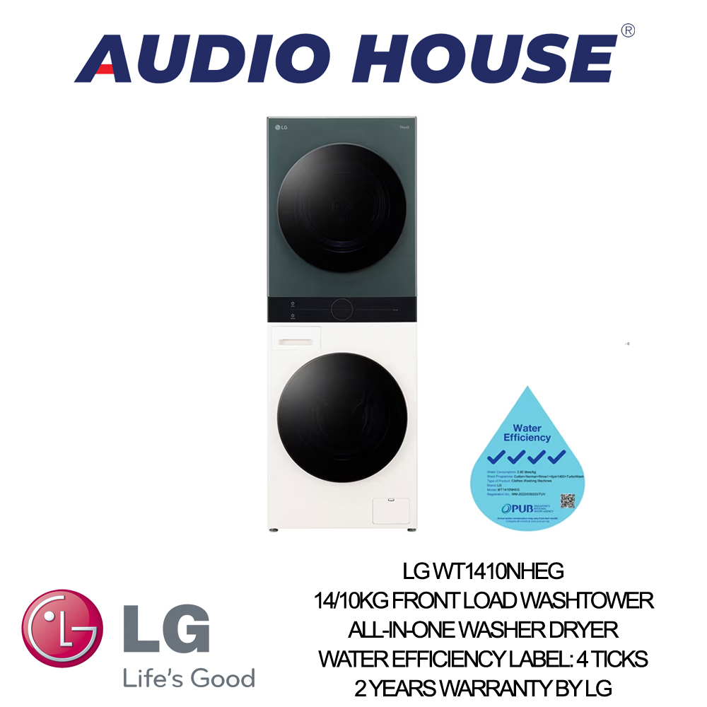 LG WT1410NHEG 14/10KG FRONT LOAD WASHTOWER ALL-IN-ONE WASHER DRYER ...