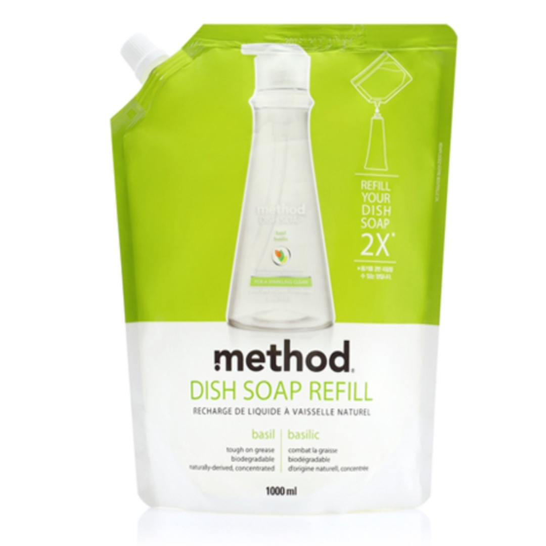 (Ready Stock) Method Natural Plus Concentrated Kitchen Detergent Refill 1000ml (Basil) Shopee