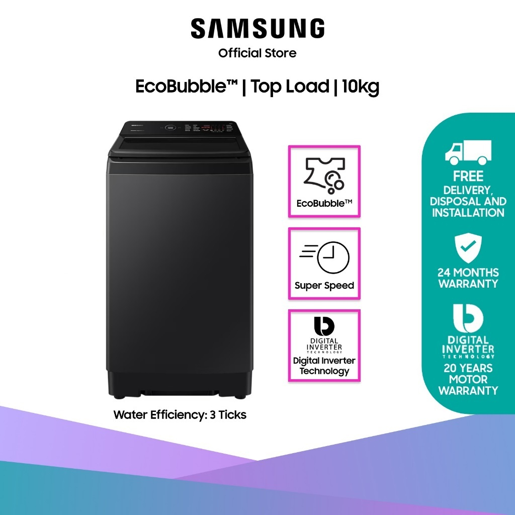 Samsung WA10CG4545BVSP, Top Load Washing Machine, 10kg, 3 Ticks, with