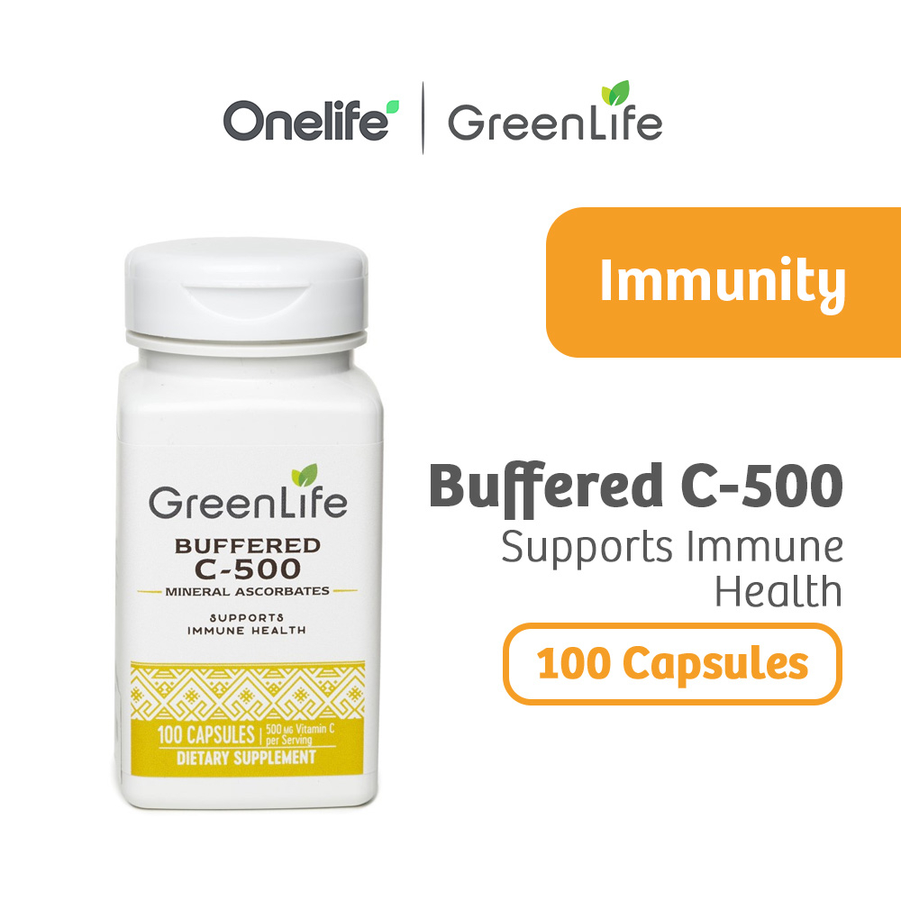 GreenLife Buffered C 500 Mineral Ascorbates (500mg Vitamin C) 100 Capsules For Immune Health