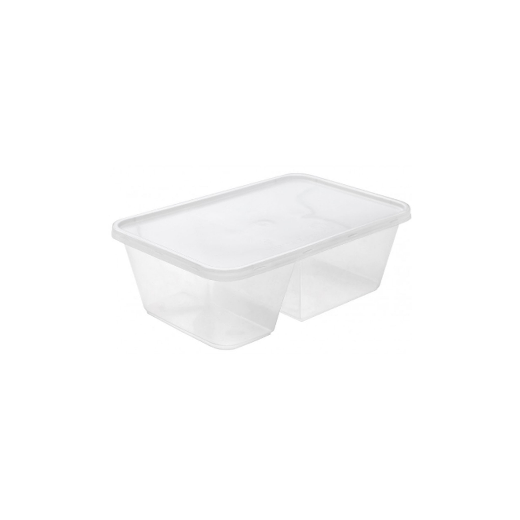 MS1000DS Rectangular Container with 2 compartments with Lid (50Pcs ...