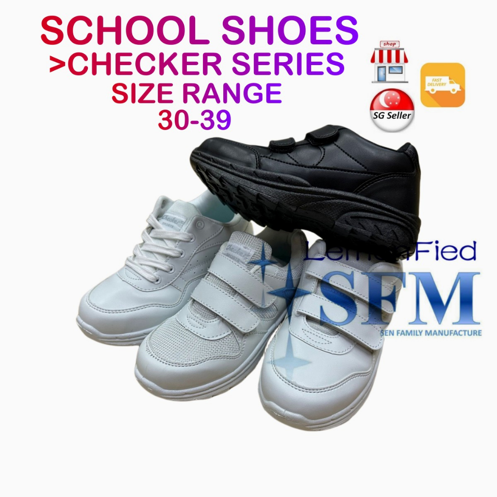 Checker MIX DESIGNS Size 32 39 Lace School Shoes Black White Sneakers Working Fashion Indoor Outdoor 1403 1401 2196 Shopee Singapore