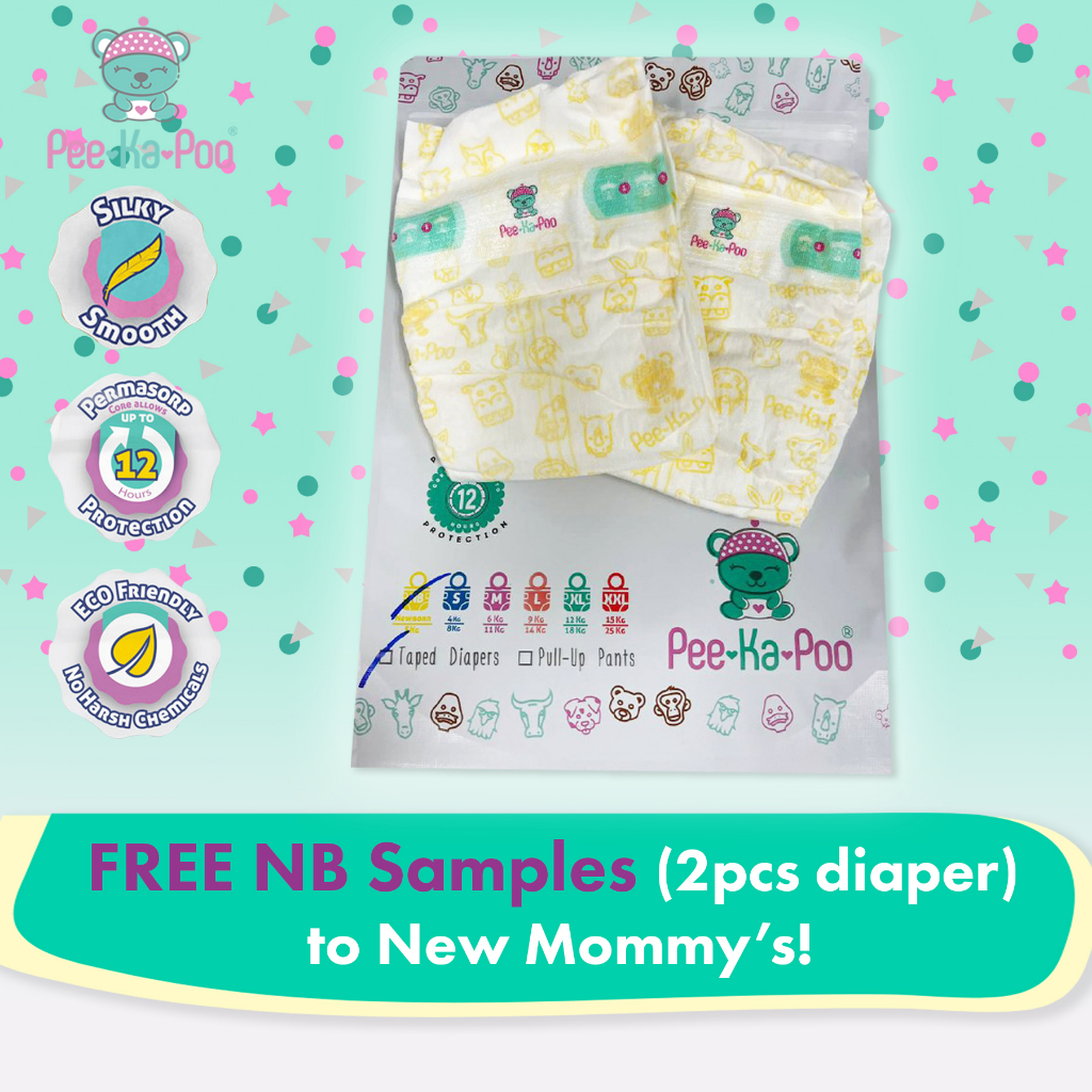 Pee-Ka-Poo Diaper 2 pcs Diapers Newborn Taped (Free Sample for New ...