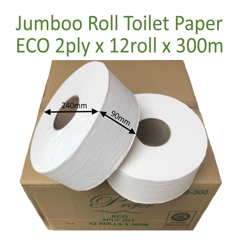 1 ctn 12roll x 2ply x 300m Jumbo Roll Toilet Paper ECO Shopee Singapore