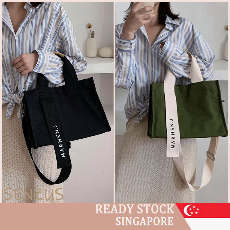 [SG SELLER] Women Fashion Canvas Tote Handbags Work Bag Casusl Shoulder Crossbody Bag