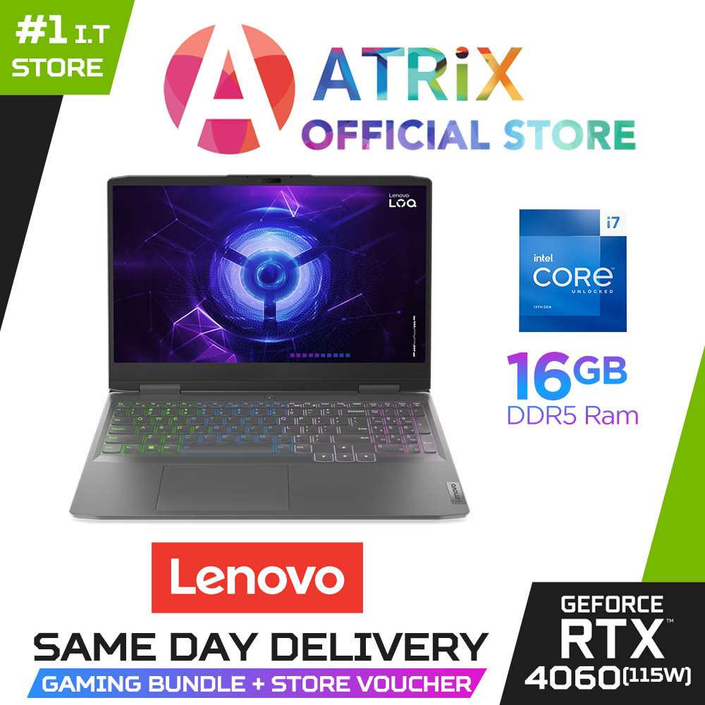 【Same Day Delivery】Lenovo LOQ 15IRH8 | 82XV005BSB | 15.6" FHD | i7-13620H | RTX 4060 | 16GB RAM | 1TB SSD | Win11 | 2Y P