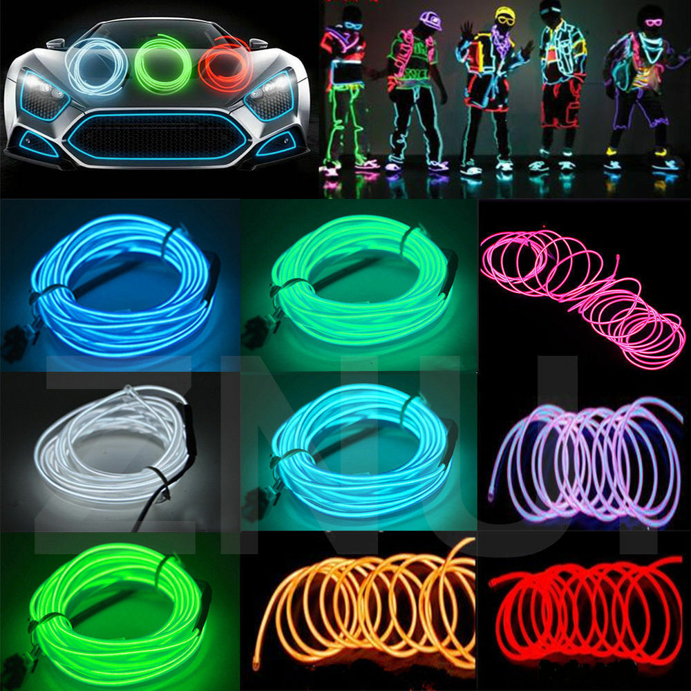 5M DIY Flexible Neon Light Glow EL Wire Rope Cable LED Lights For ...