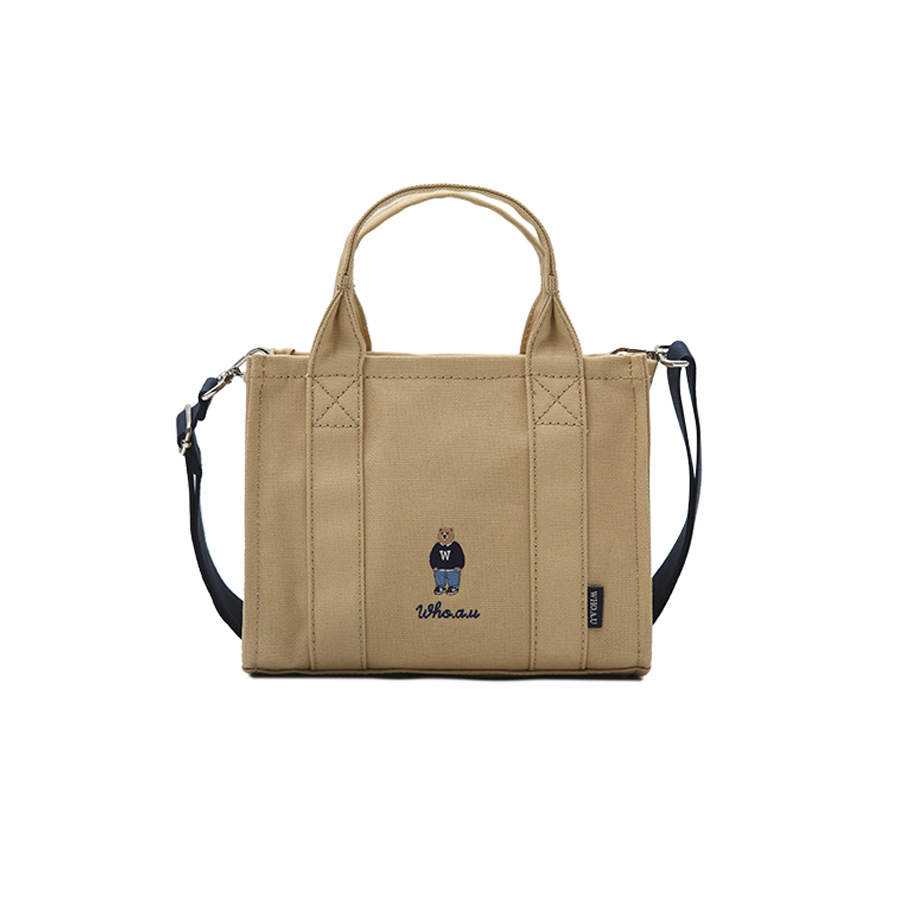 【WHO.A.U】Steve square canvas tote bag (S) S] WHO.A.U STEVE SQUARE CANVAS TOTE BAG,BEIGE, WHBGD3822A-00