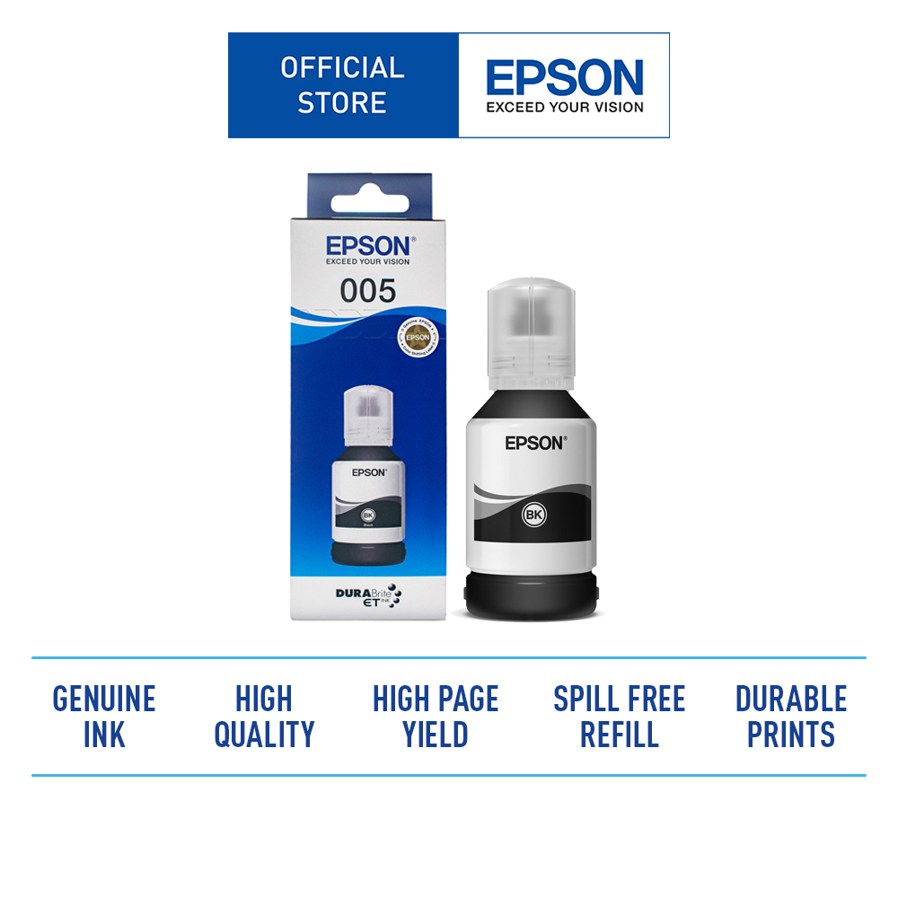 Epson 005 Black Pigment Ink Bottle (High Cap) for EcoTank M1100, M1120 ...