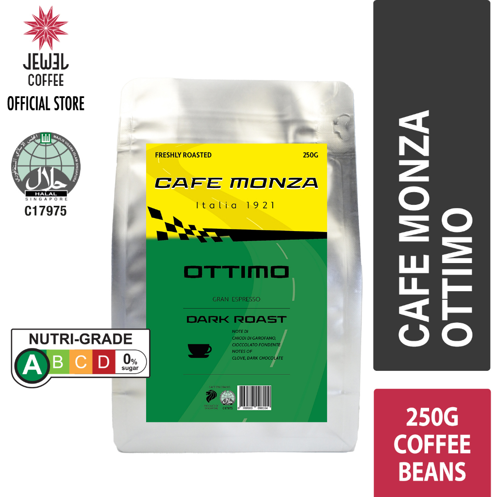 Cafe Monza Coffee Beans Ottimo Blend 250g (Halal Certified) | Shopee ...