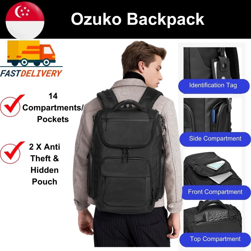 Stylish 24L Black Backpack Bag Durable Water Resistant Comfy Ergo ...
