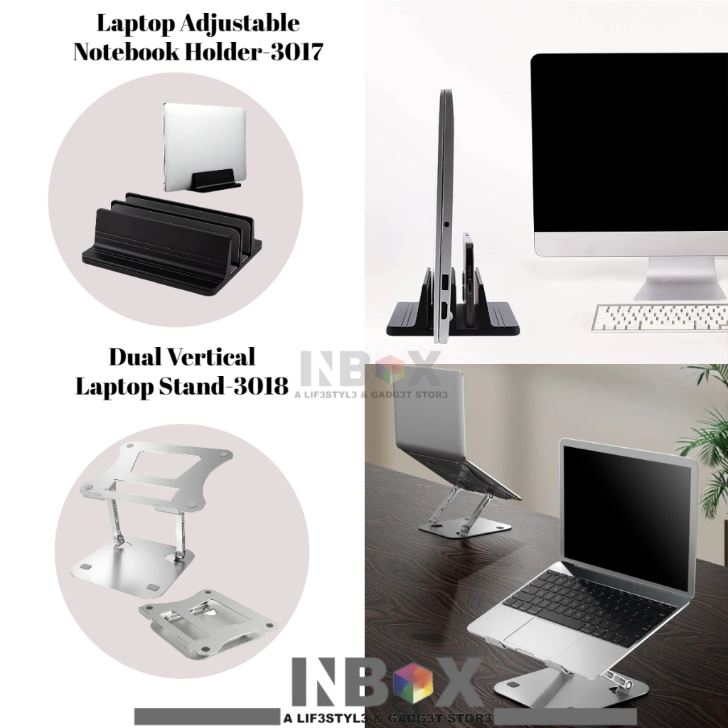 INBOX Dual Vertical Laptop Stand/ Laptop Stand Adjustable Notebook