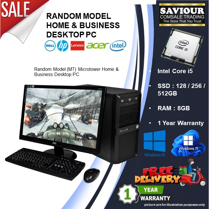 Refurbished - Random Model Dell HP Acer HP Intel Core i5 Home & Business Desktop PC- 500GB Data Base + 6 Months Warranty