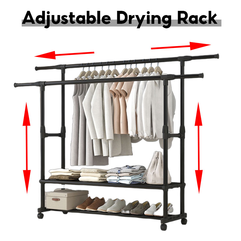 EmmAmy Floor drying rack Clothes Storage Rack with wheel Clothes and ...