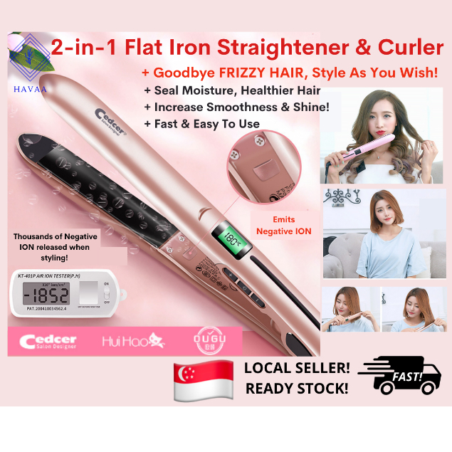 2 in 1 Hair Styling Flat Iron VE ION Fast Easy to use Silky Smooth Hair or Luxurious Curls SG Seller flatiron Shopee Singapore