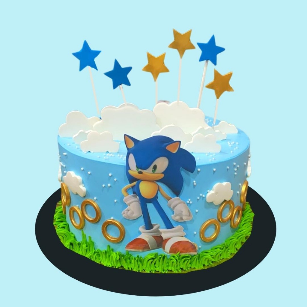 HalalCertified Sonic Inspired Theme Cake (Ideal For Kids) Shopee