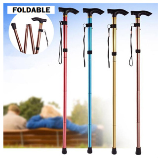 Elderly Walking Stick Travel Pole Foldable Cane Adjustable