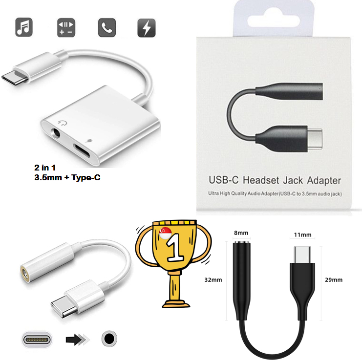 USB C TO 3.5MM HEADPHONE JACK ADAPTER / 2 IN1 TYPEC TO 3.5MM AUDIO