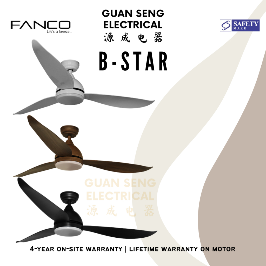 FANCO B-Star 36" 46" 52" DC Motor Ceiling Fan With 3 Tone LED Light Kit ...