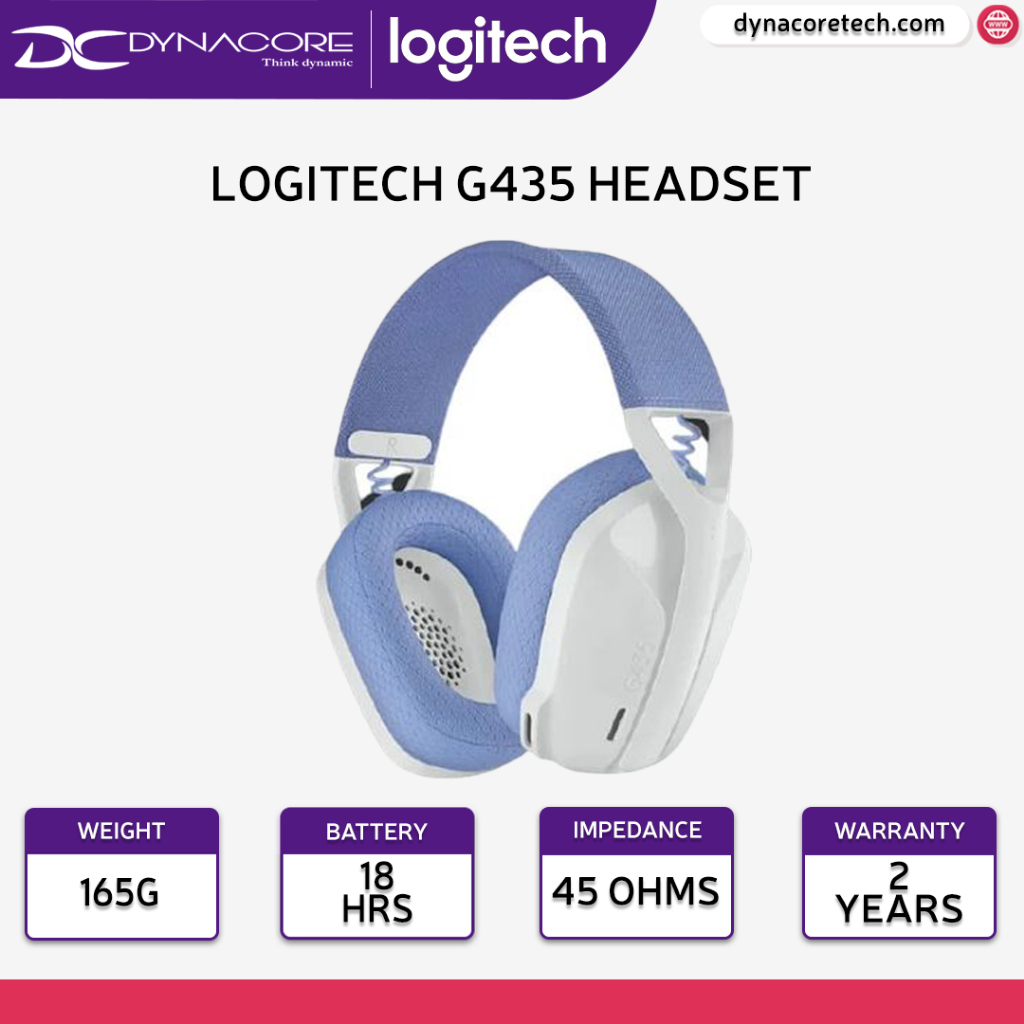 Logitech G435 Ultra Light Lightspeed Wireless Gaming Headset Off White And Lilac 981 001075 9758