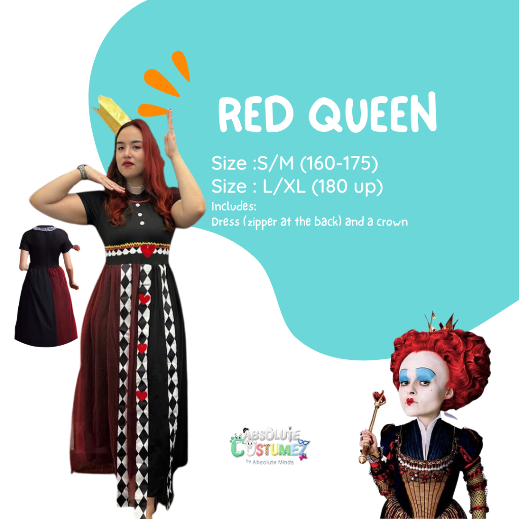 SG Local Seller Alice in Wonderland Red Queen Adult Costumes/Halloween Party/D&D Theme Costumes