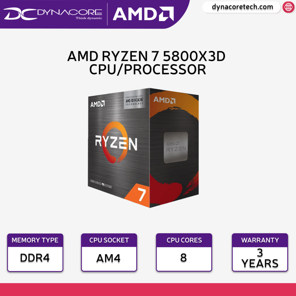 AMD Ryzen 7 5800X3D Cache Eight Core AM4 CPU/Processor AM4, Zen 3, 8 ...