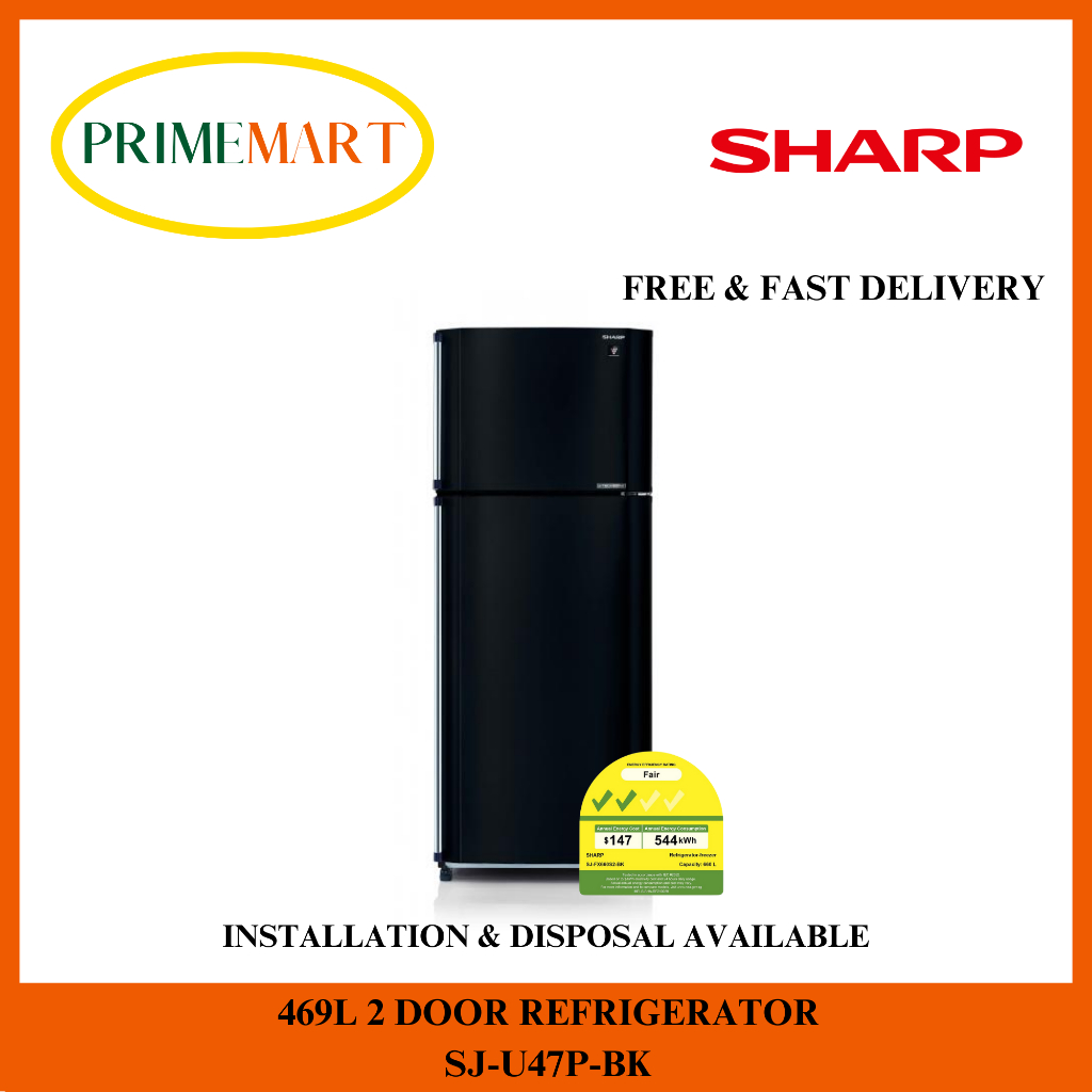 Sharp Sj U47p Bk 469l 2 Door Refrigerator 2 Years Sharp Warranty