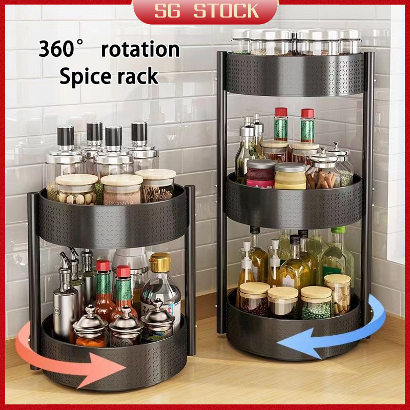 360° rotating tray rack Lazy Susan Turntable Kitchen Storage Shelf Rack ...