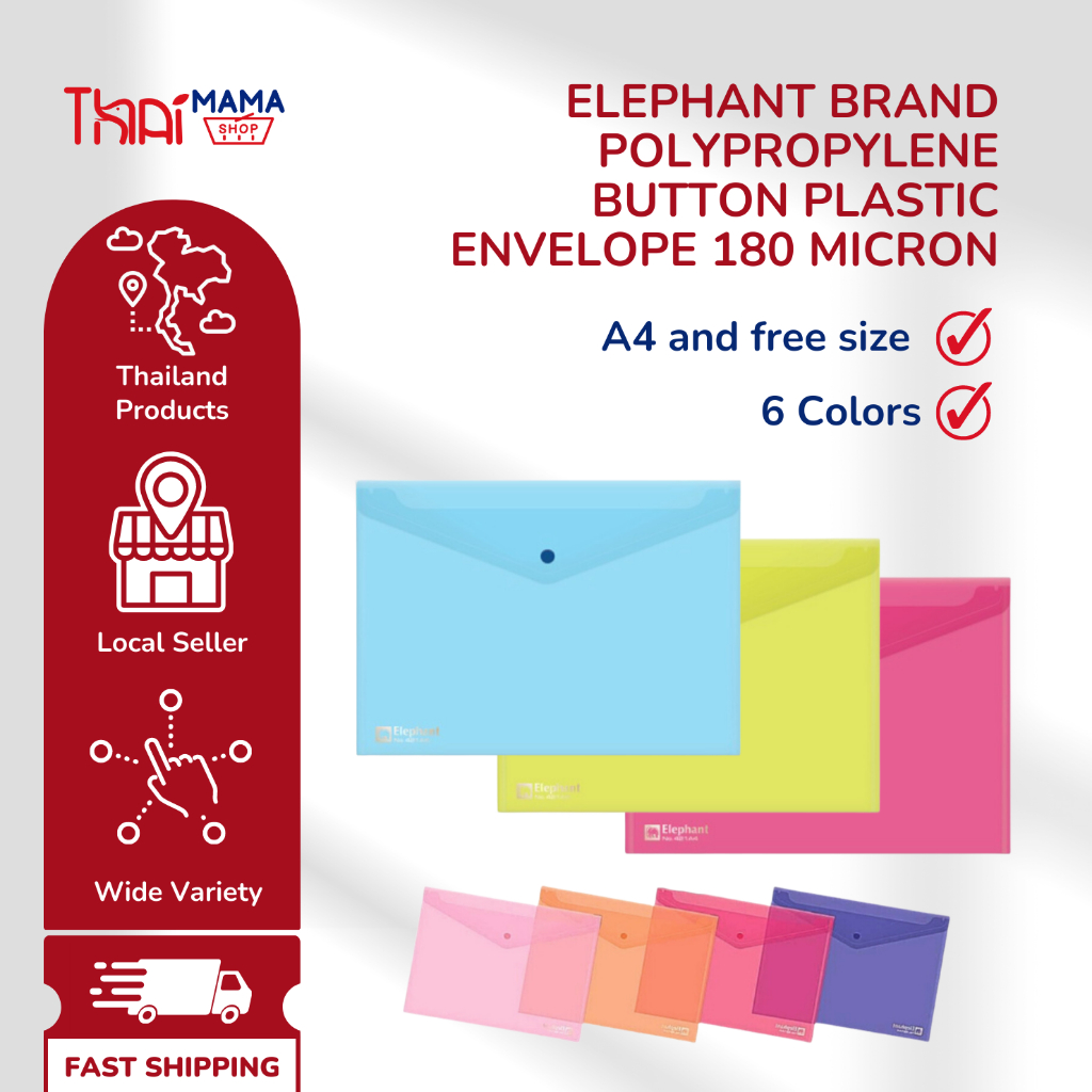 Elephant Brand Polypropylene Button Plastic Envelope 180 Micron ...