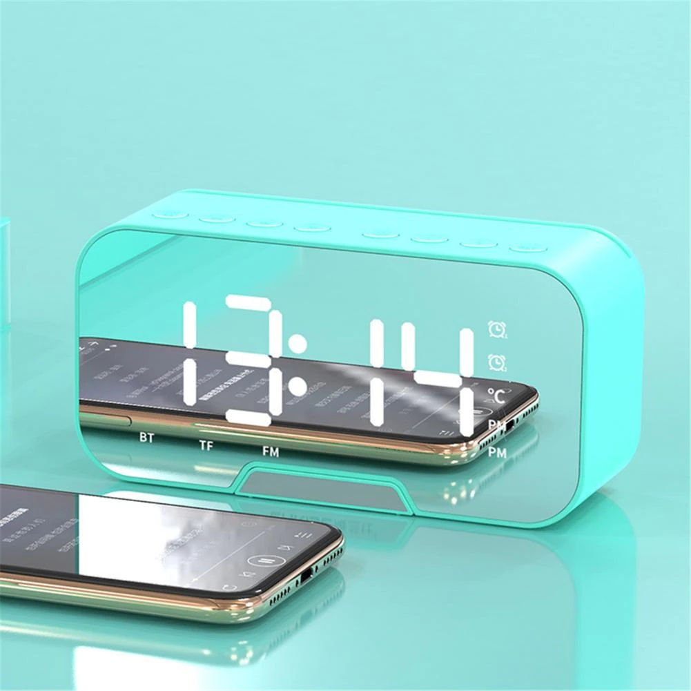 Mirror Alarm Clock LED Digital Clock Bluetooth Speaker With Radio LED