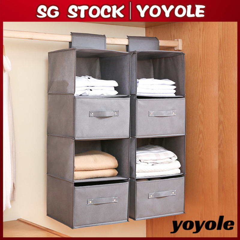 Hanging Wardrobe Organiser Drawer Foldable Rack Clothes Bag Storage Box