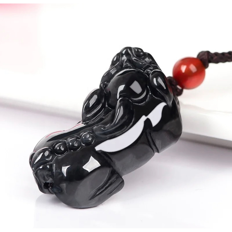 Fine Crafted and Authentic Natural Black Jade Pixiu Pendant Necklace